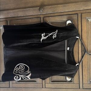 Black Velvet Sleeveless Top with Silver Embellishments